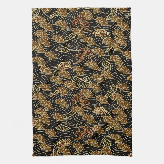 Oriental Zee Dragon Pattern Theedoek (Verticaal)