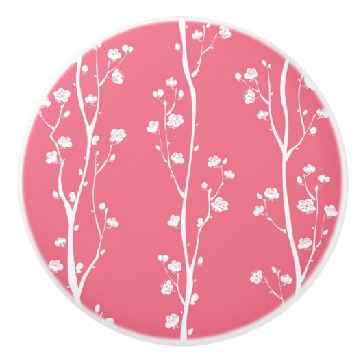 Orientale bloesem keramische knop (Voorkant)