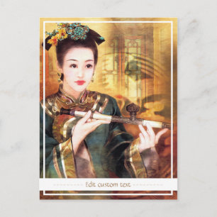 Orientale chinese dame levendig mooi portret briefkaart
