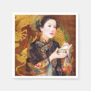 Orientale chinese dame levendig mooi portret servet
