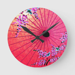 Orientale japanesnelroze parasol ronde klok
