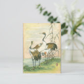 Orientale kranen door het water briefkaart (Staand voorkant)