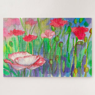 Orientale Poppy Flower Garden Waterverf Painting Legpuzzel