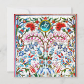 ORIENTALE STROMEN DAMASK MONOGRAM Blue Champagne Kaart (Achterkant)