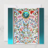 ORIENTALE STROMEN DAMASKMONOGRAM Blue Aquamarine Kaart (Achterkant)