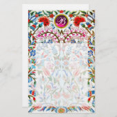 ORIENTALE STROMEN DAMASKMONOGRAM Pink Amethyst Briefpapier (Voorkant / Achterkant)