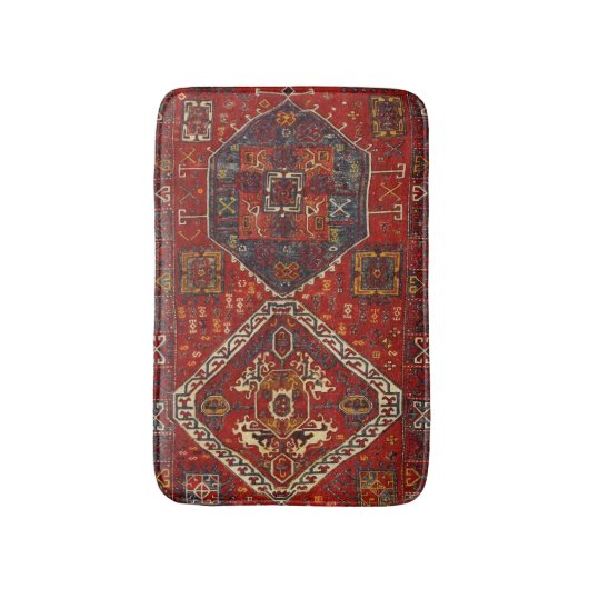 Orientale tapelijn in rood en blauw badmat (Voorkant Verticaal)