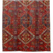 Orientale tapelijn in rood en blauw douchegordijn (Voorkant)