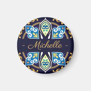 Orientale tegels, Azulejos, met naam ronde Magneet