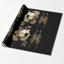 Orientale vogels op Gold Leaf Wrapping Paper