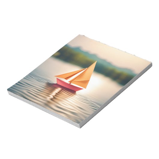 Origami Art - Serenity Sails: Een rustige boottoch Notitieblok (Gedraaid)