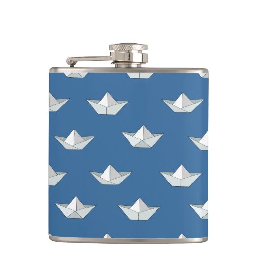 Origami bots op het waterpatroon heupfles (Voorkant)