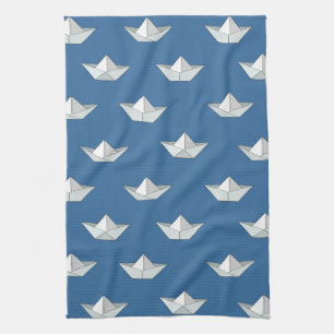 Origami bots op het waterpatroon theedoek