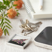 Origami Butterfly over Floral Paper Sleutelhanger (Zijkant)