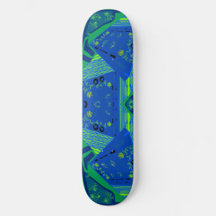 Origami Chintz (L) Blauw Groen Skateboard