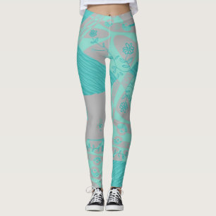 Origami Chintz (L) Dusty Blauw Grijs Leggings
