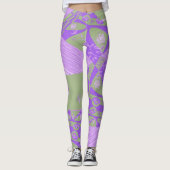 Origami Chintz (L) Dusty Green Purple Leggings (Devant)