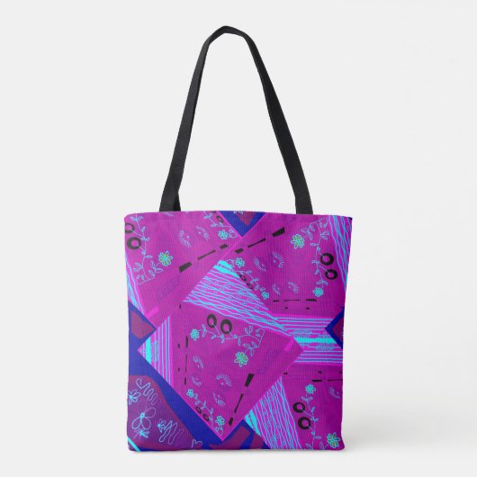 Origami Chintz (L) Fuchsia Turquoise Blauw Magenta Draagtas (Achterkant)