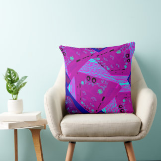 Origami Chintz (L) Fuchsia Turquoise Blauw Magenta Kussen