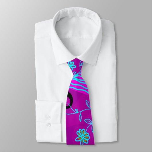Origami Chintz (L) Fuchsia Turquoise Blauw Magenta Stropdas (Gebonden)