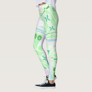 Origami Chintz (L) Groen Blauwgroen Roze Lila Leggings