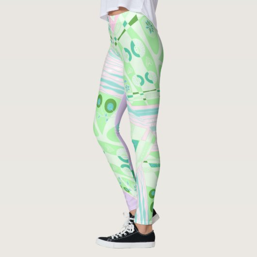 Origami Chintz (L) Groen Blauwgroen Roze Lila Leggings (Links)