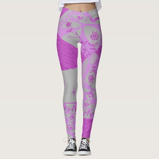 Origami Chintz (L) Leggings gris Fuchsia (Devant)