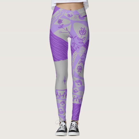 Origami Chintz (L) Leggings gris violet (Devant)