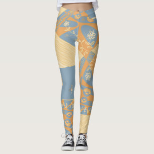 Origami Chintz (L) Mid Sinaasappel Gunmetal Grijs Leggings