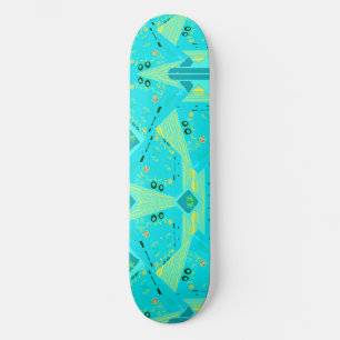 Origami Chintz (L) Turquoise geel Blauwgroen Skateboard