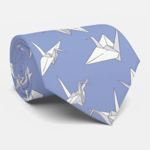 Origami Crane Bird Blue en White Japans Stropdas