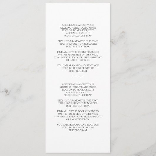 Origami Cranes Wedding Programme Programma (Achterkant)