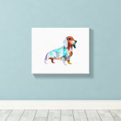 Origami Dachshund Canvas Afdruk (Insitu (Houten vloer))