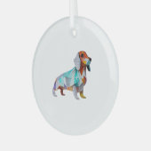 Origami Dachshund Glas Ornament (Voorkant links)