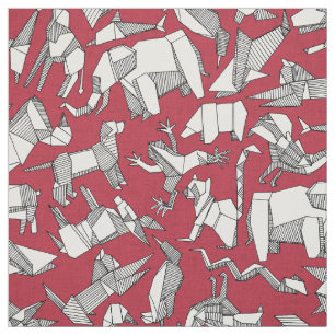 origami dier ditsy rood stof