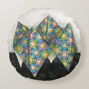 Origami Fortune Teller op Geometrisch papier Rond Kussen