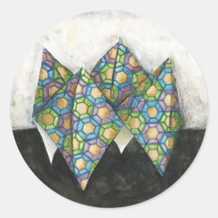 Origami Fortune Teller op Geometrisch papier Ronde Sticker