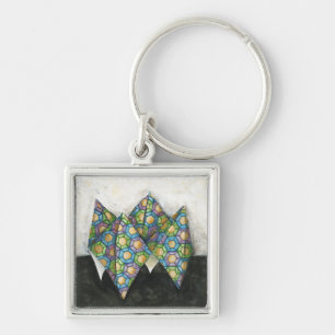 Origami Fortune Teller op Geometrisch papier Sleutelhanger