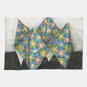 Origami Fortune Teller op Geometrisch papier Theedoek