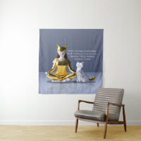 Origami Gold Foil Yoga Meditating Catoman and Cat