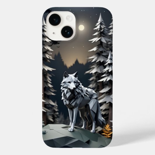 Origami Grijze Wolf Case-Mate iPhone Case (Achterkant)