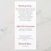 origami grues rouges Programmes de mariage (Dos)