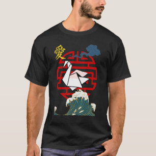 Origami Japans Karakter Kraan Grote Golf Origam T-shirt