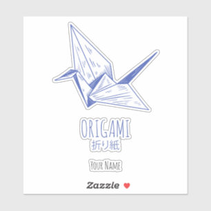 Origami Kunst Japans Vouwen Kunst Retro Kraan Sticker