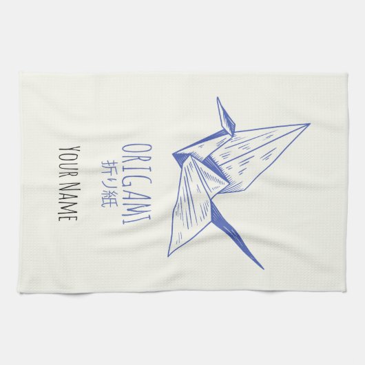 Origami Kunst Japans Vouwen Kunst Retro Kraan Theedoek (Horizontaal)