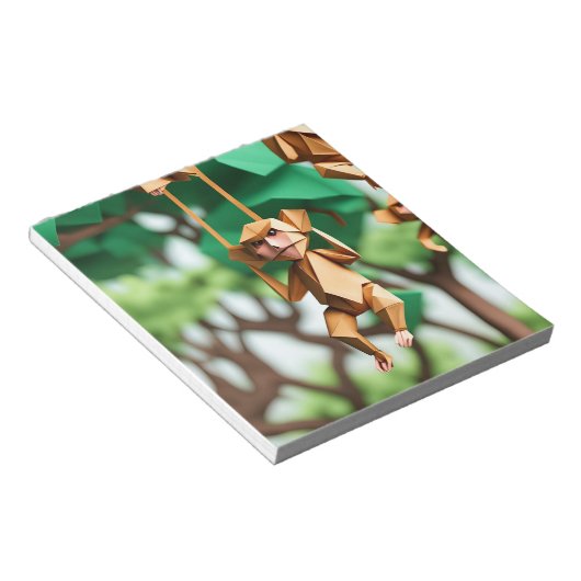 Origami Kunst - Whimsical Mischief: Speelse Aap Notitieblok (Schuin)