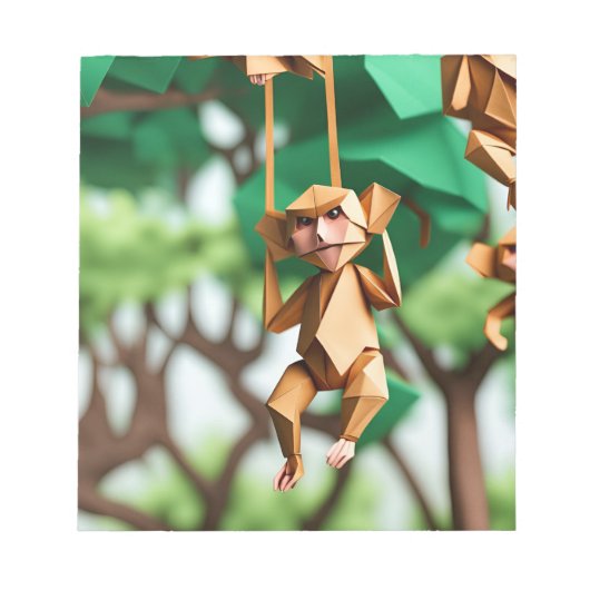 Origami Kunst - Whimsical Mischief: Speelse Aap Notitieblok (Voorkant)