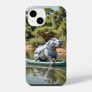 Origami Nijlpaard in een kano  iPhone 14 Hoesje