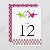 Origami Paper Crane Wedding Briefkaart (Voorkant / Achterkant)