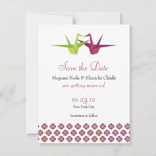 Origami Paper Crane Wedding Save The Date